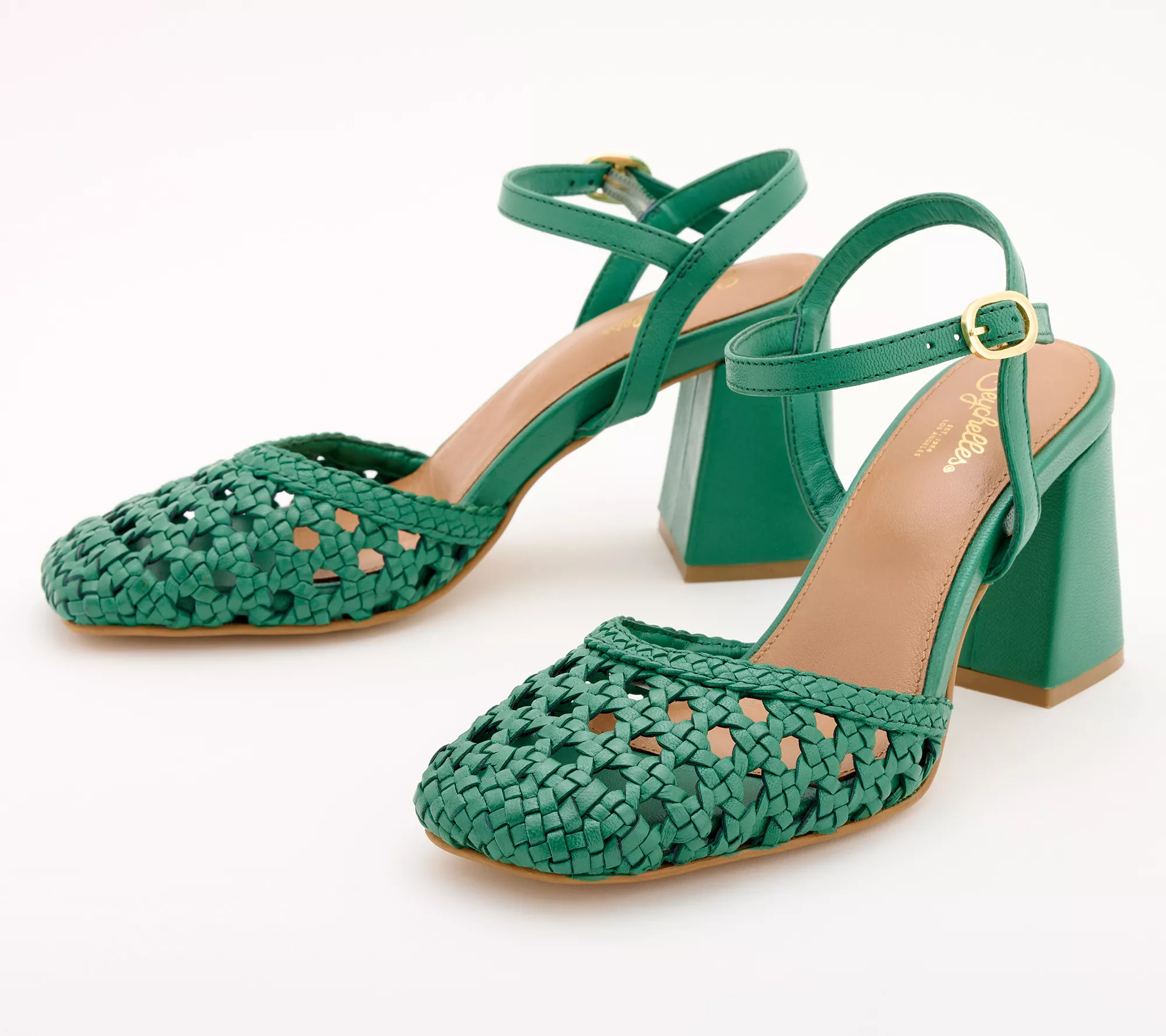 "As Is" Seychelles Woven Leather Heeled Sandals- Bali