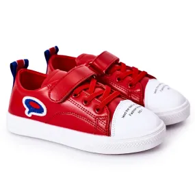 Apawwa Children's Red Cartoon Velcro Sneakers