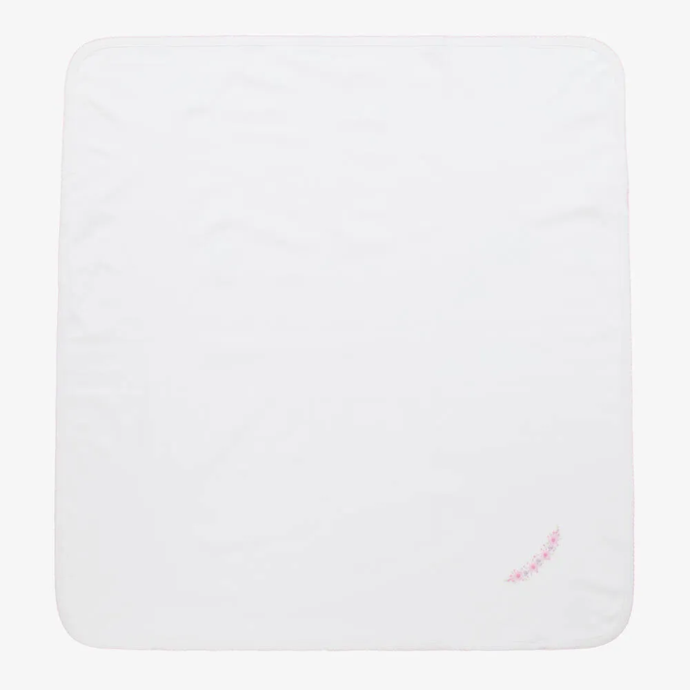 Baby Girls White Cotton Fall Swag Blanket (73cm)