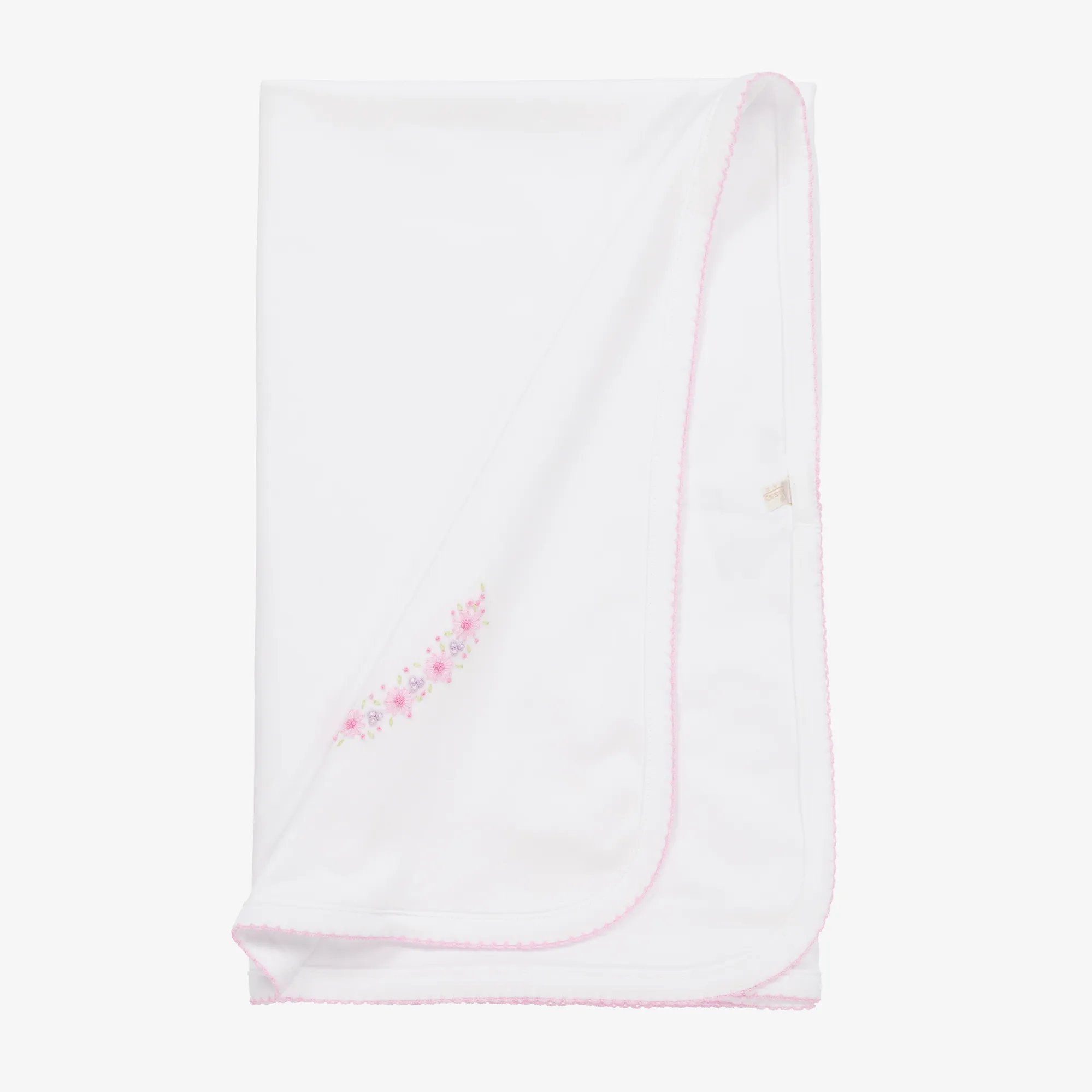 Baby Girls White Cotton Fall Swag Blanket (73cm)