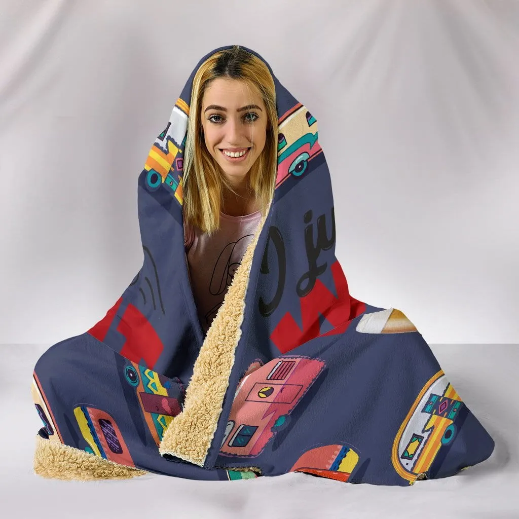 Beer & Caravan Hooded Blanket - Dark Blue