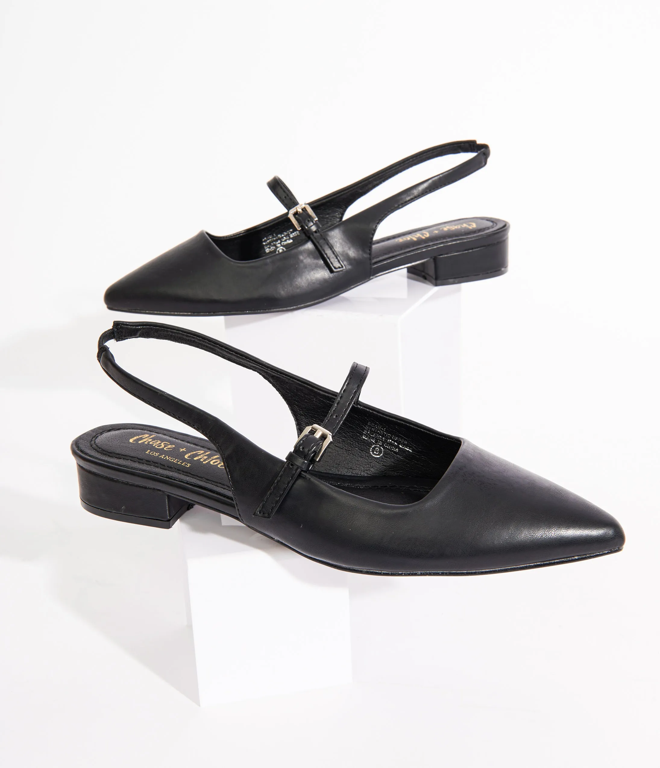 Black Leatherette Slingback Mary Jane Flats