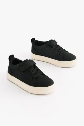 Black Wide Fit (G) Touch Fastening Elastic Lace Trainers