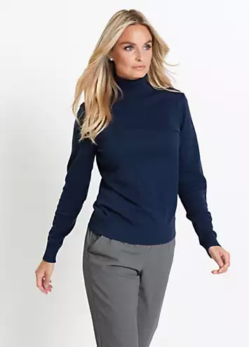 bonprix Smooth Knit Polo-Neck Jumper