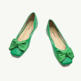 Bow Ballerina Flats (Eva) Green