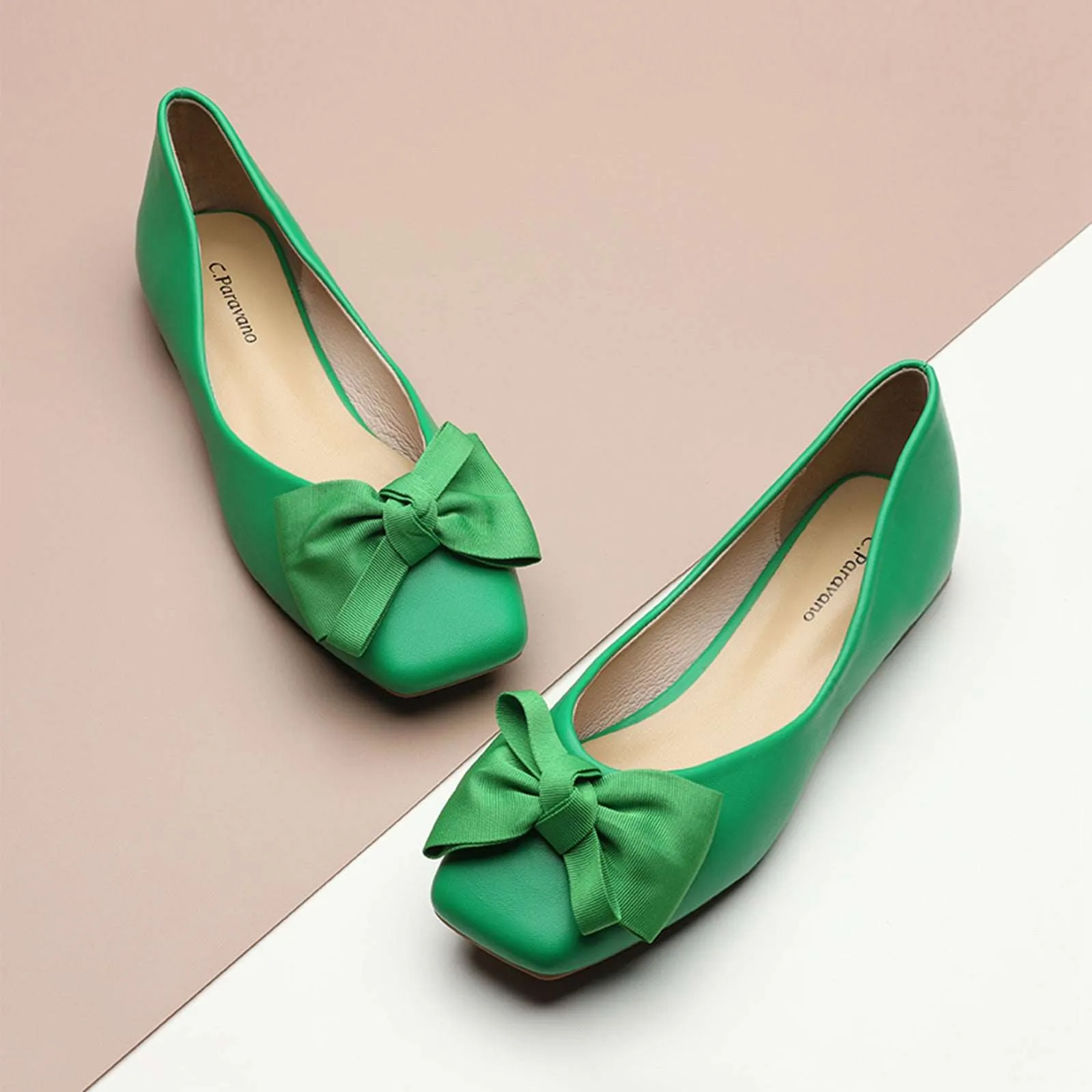 Bow Ballerina Flats (Eva) Green