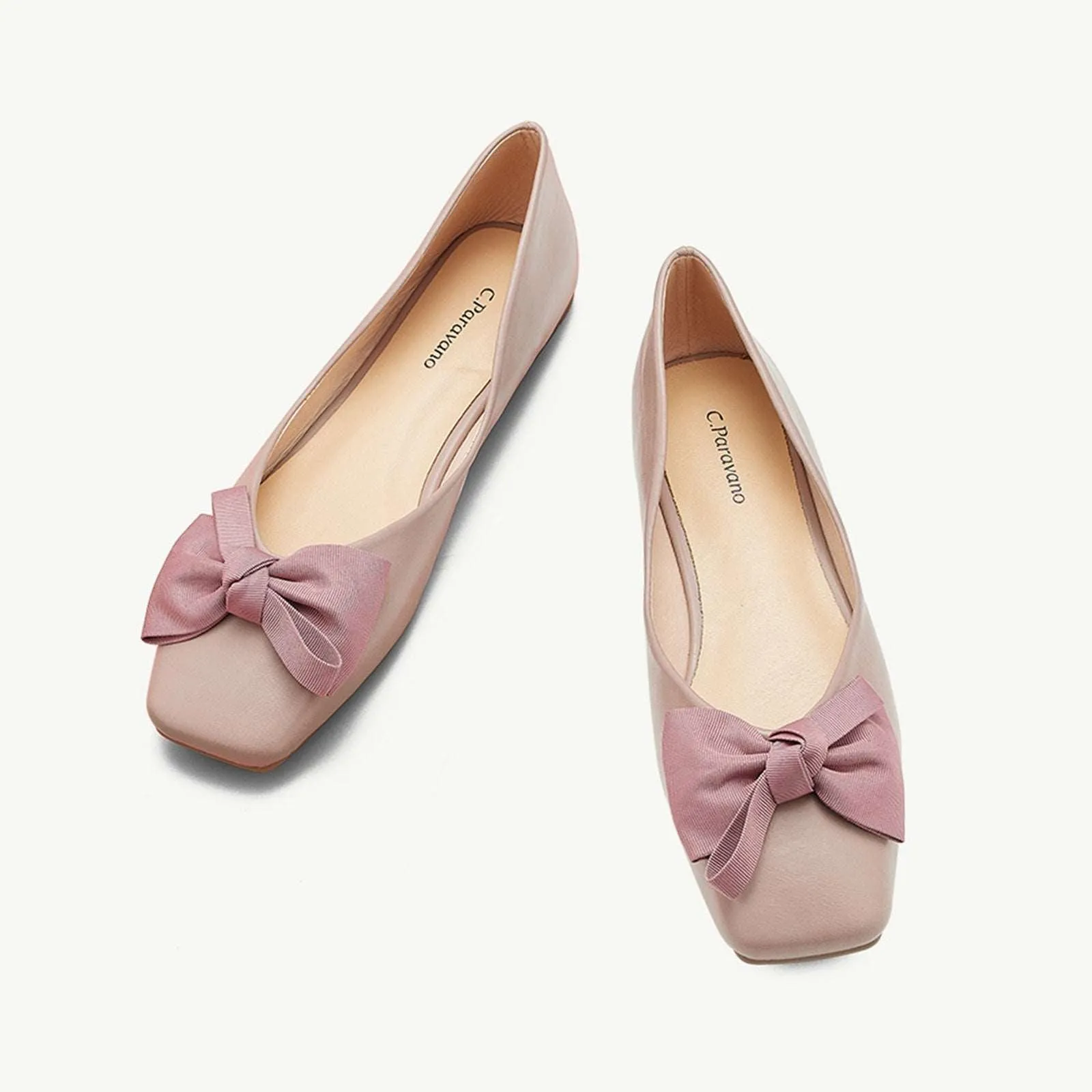 Bow Ballerina Flats (Eva) Light Pink