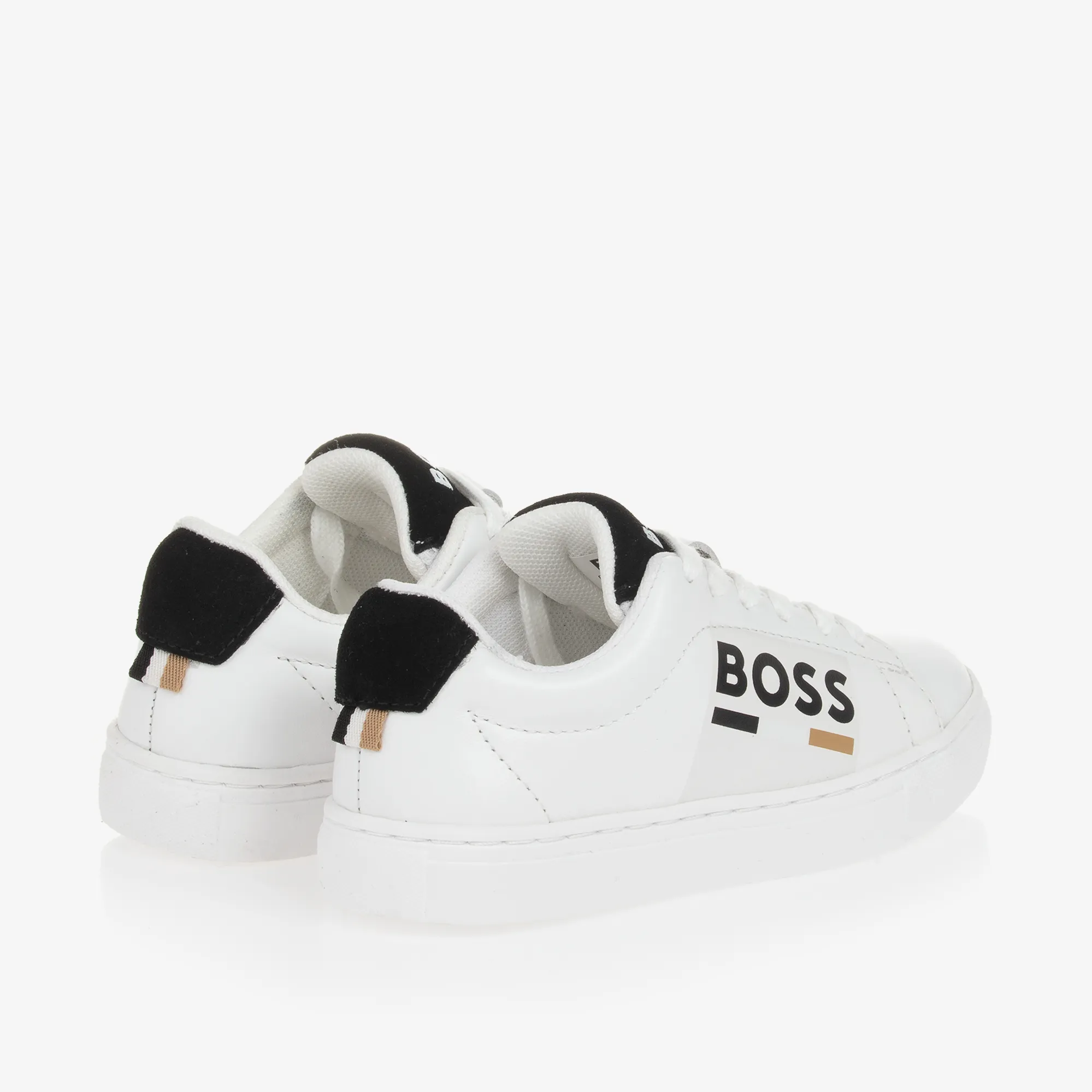 Boys White Leather Trainers