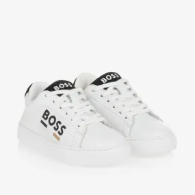 Boys White Leather Trainers