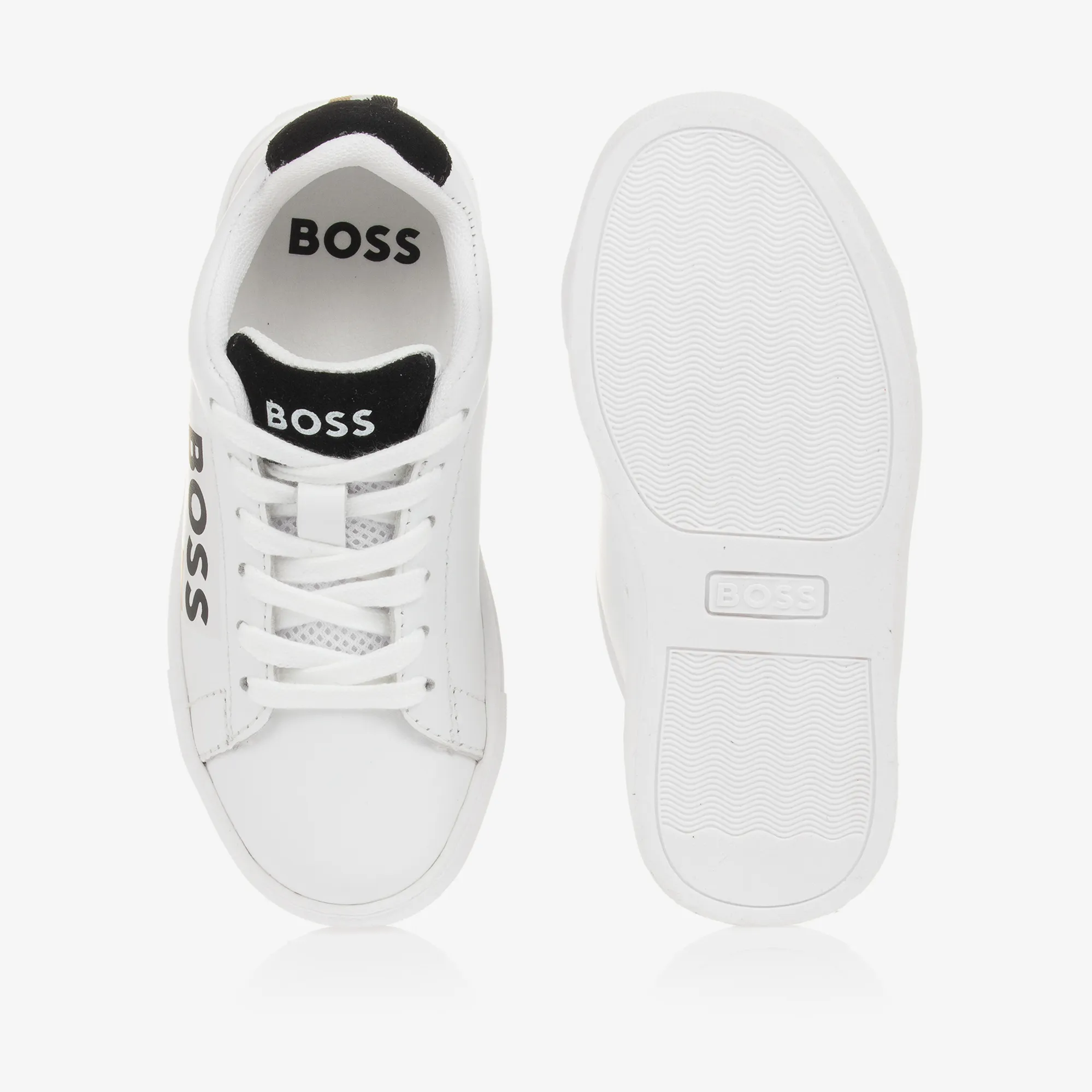 Boys White Leather Trainers