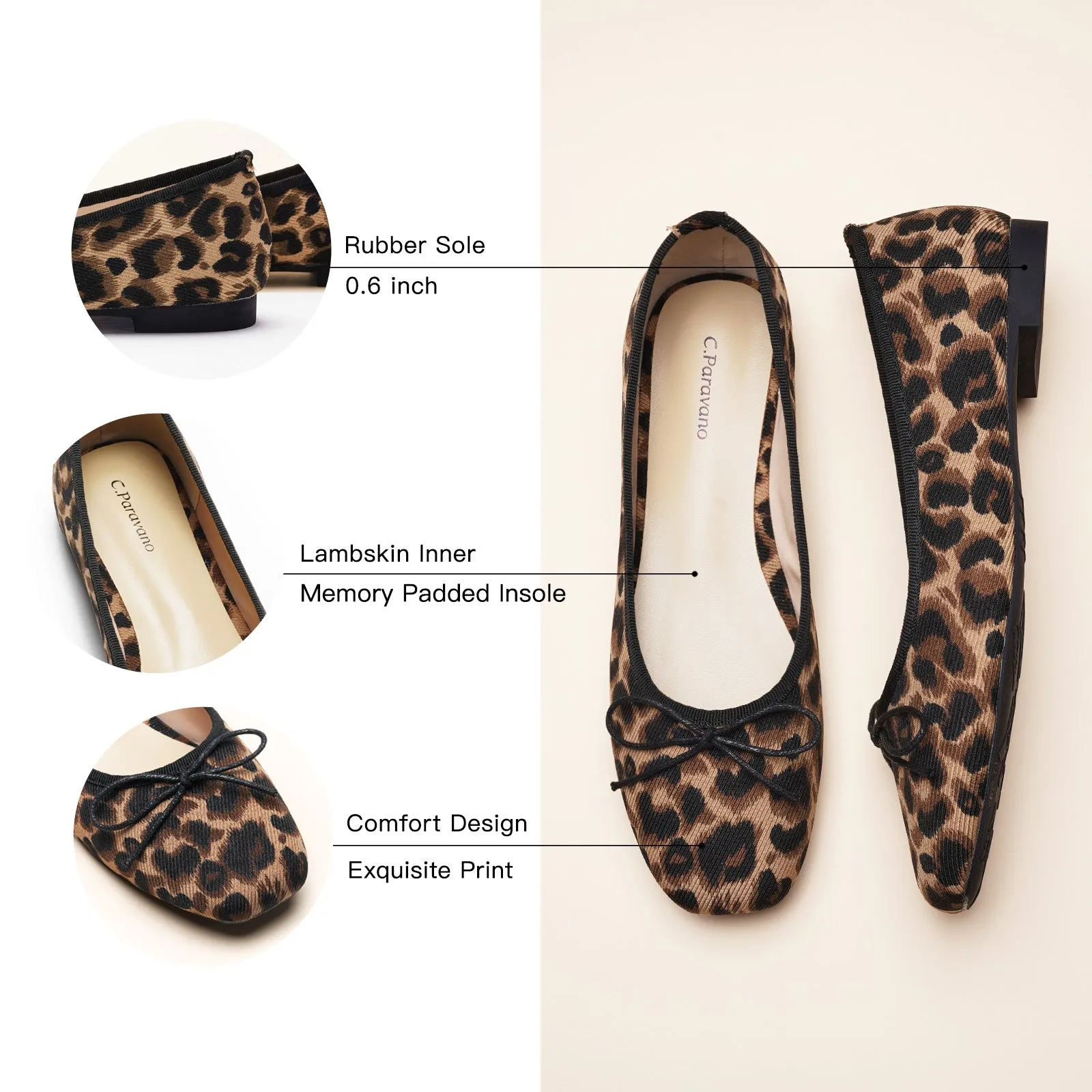 Canvas Ballet Flats (Elena) Leopard