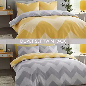 Catherine Lansfield Chevron Geo Twin Pack Duvet Cover Sets | Kaleidoscope