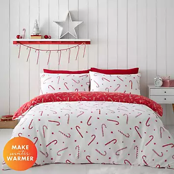 Catherine Lansfield Christmas Candy Cane Duvet Cover Set | Kaleidoscope