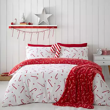 Catherine Lansfield Christmas Candy Cane Duvet Cover Set | Kaleidoscope