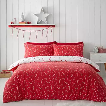 Catherine Lansfield Christmas Candy Cane Duvet Cover Set | Kaleidoscope