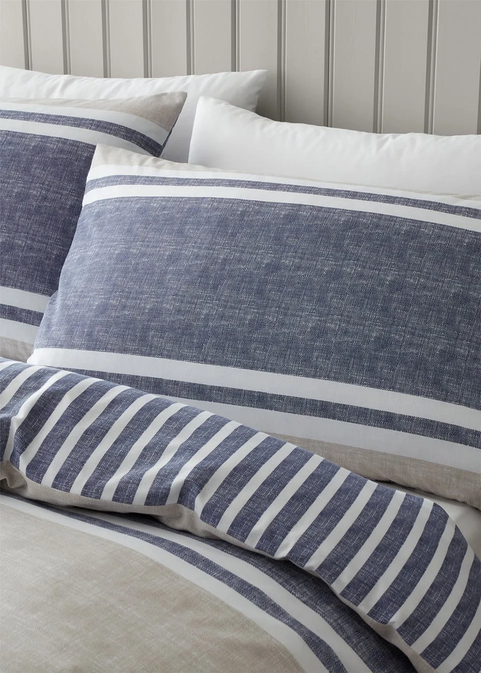 Catherine Lansfield Textured Banded Stripe Duvet Cover