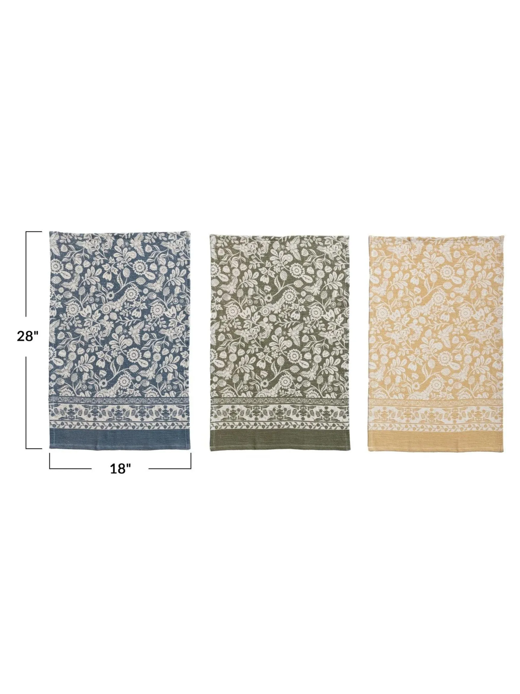 Cotton Printed Tea Towels w/ Floral Pattern