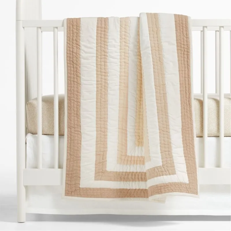 Crate&Barrel Faded Organic Clay Geometric Baby Crib Quilt by Leanne Ford