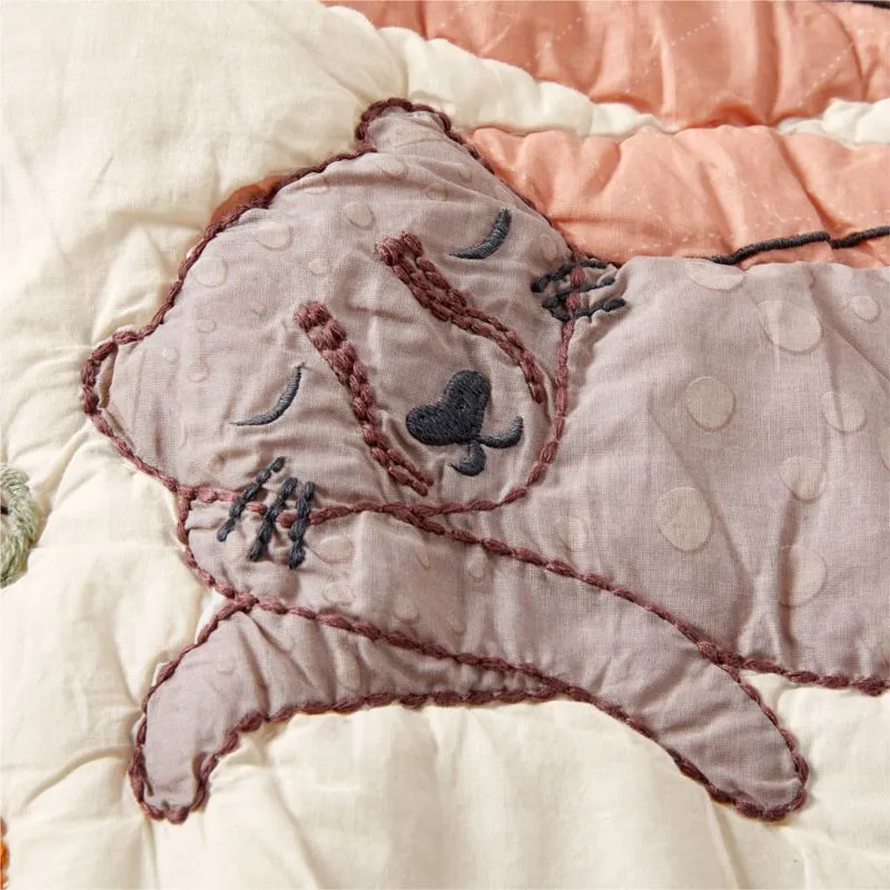 Crate&Barrel Lovely Leopard Cotton Voile Kids Twin Quilt