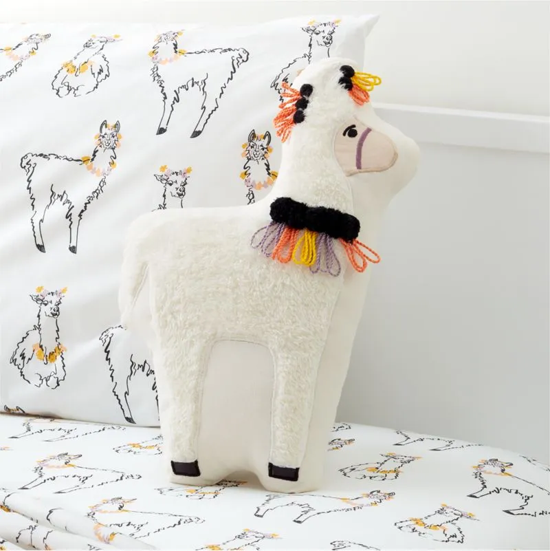 Crate&Barrel Peruvian Travel Organic Cotton Llama Kids Pillowcase