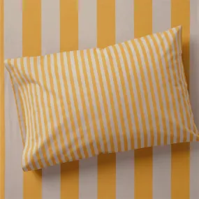 Crate&Barrel Riviera Savannah Yellow Stripe Organic Cotton Kids Pillowcase