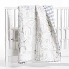 Crate&Barrel Safari Friends Gauze Organic Cotton Baby Crib Quilt