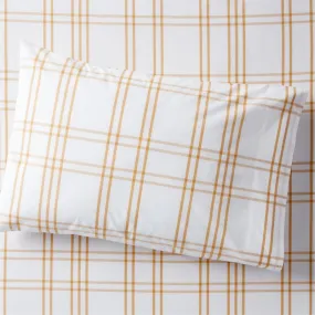 Crate&Barrel Stax Savannah Yellow Yarn-Dyed Organic Cotton Kids Pillowcase