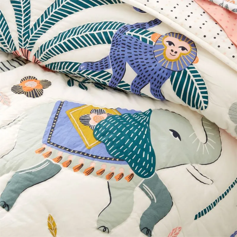 Crate&Barrel Stay Cool Koshi Organic Cotton Wild Animal Kids Pillowcase