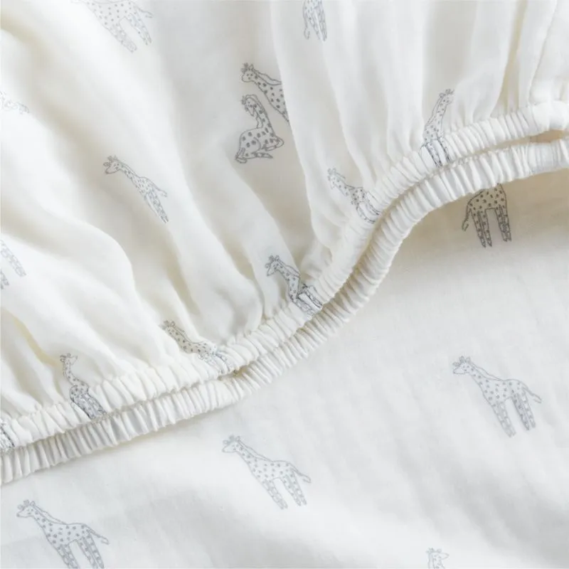 Crate&Barrel Supersoft Giraffe Organic Cotton Baby Crib Fitted Sheet