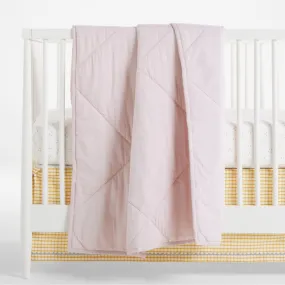 Crate&Barrel Supersoft Lilac Rose Cotton Gauze Baby Crib Quilt