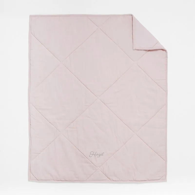 Crate&Barrel Supersoft Lilac Rose Cotton Gauze Baby Crib Quilt