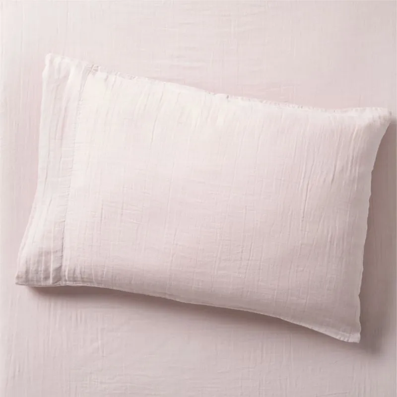 Crate&Barrel Supersoft Lilac Rose Organic Cotton Gauze Kids Pillowcase