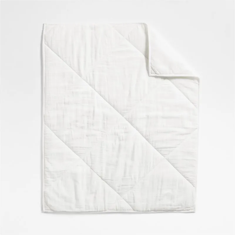 Crate&Barrel Supersoft Pampas Ivory Cotton Gauze Baby Crib Quilt