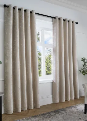 Curtina Textured Chenille Natural Eyelet Curtains