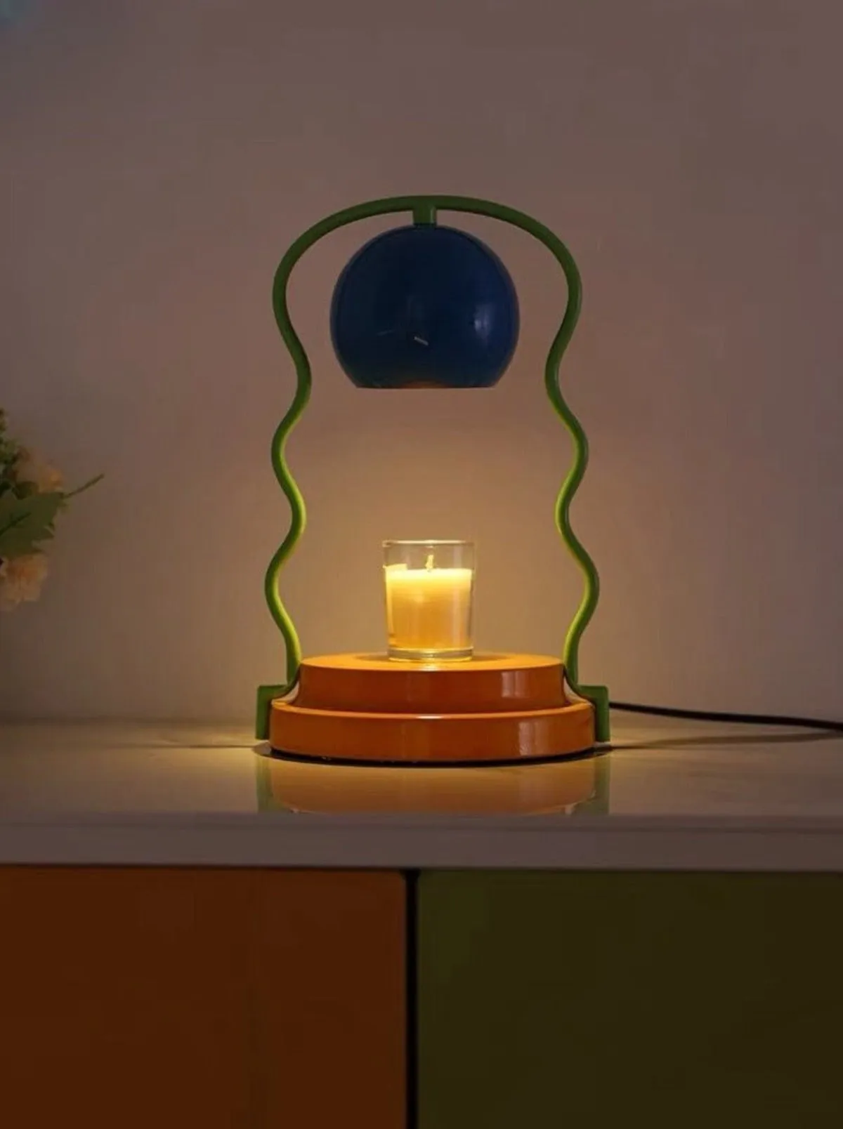 Cute Whimsical Eclectic Retro Memphis Candle Warmer Lamp For Large Candles