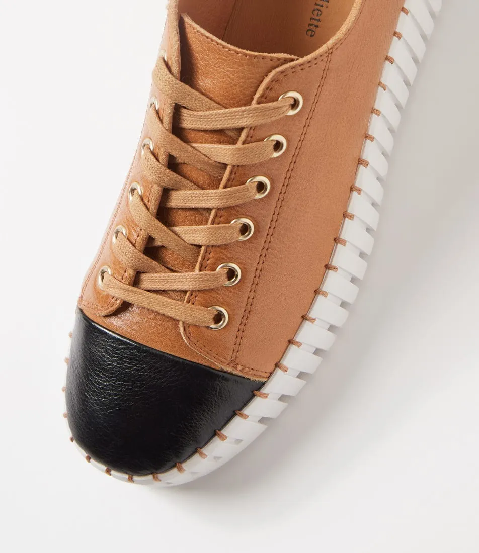 DJANGO & JULIETTE Barmery Black Tan Tumble Leather Sneakers