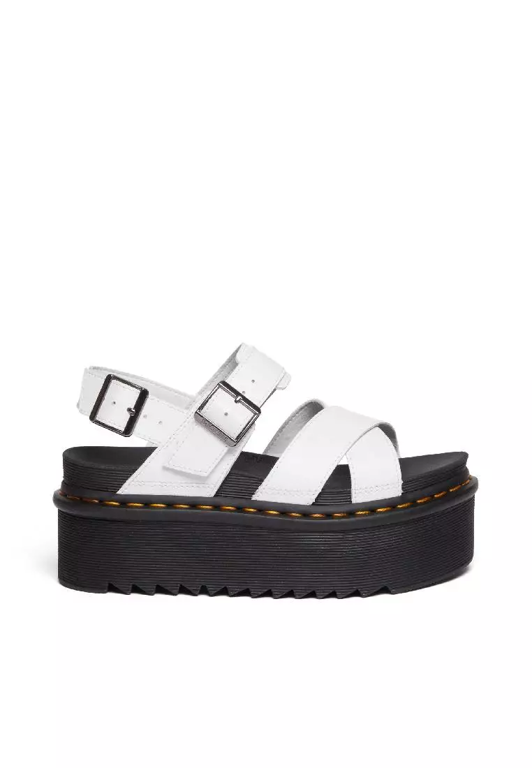 Dr. Martens VOSS II ATHENA LEATHER STRAP PLATFORM SANDALS - WHITE