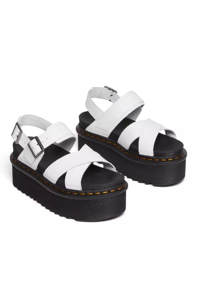 Dr. Martens VOSS II ATHENA LEATHER STRAP PLATFORM SANDALS - WHITE