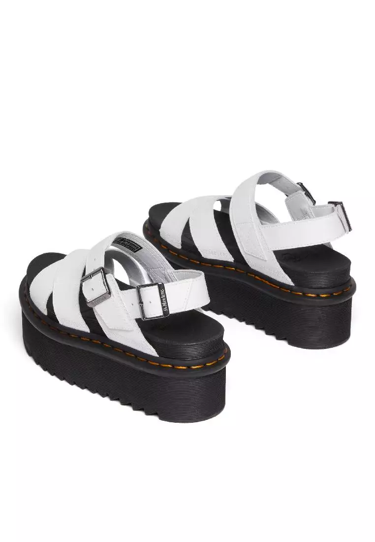 Dr. Martens VOSS II ATHENA LEATHER STRAP PLATFORM SANDALS - WHITE