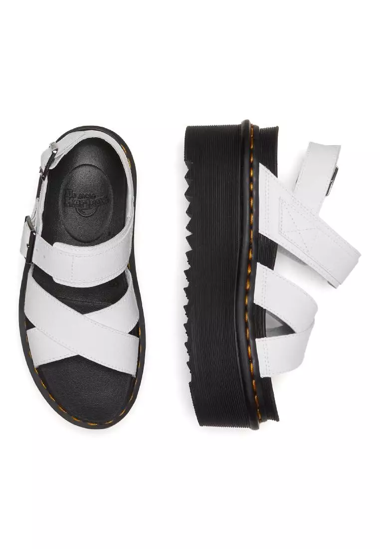 Dr. Martens VOSS II ATHENA LEATHER STRAP PLATFORM SANDALS - WHITE