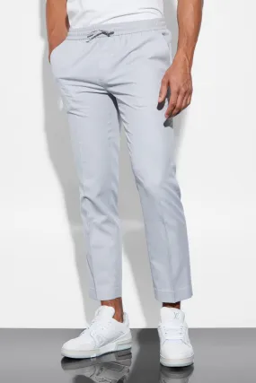 Elasticated Slim Crop Linen Trousers