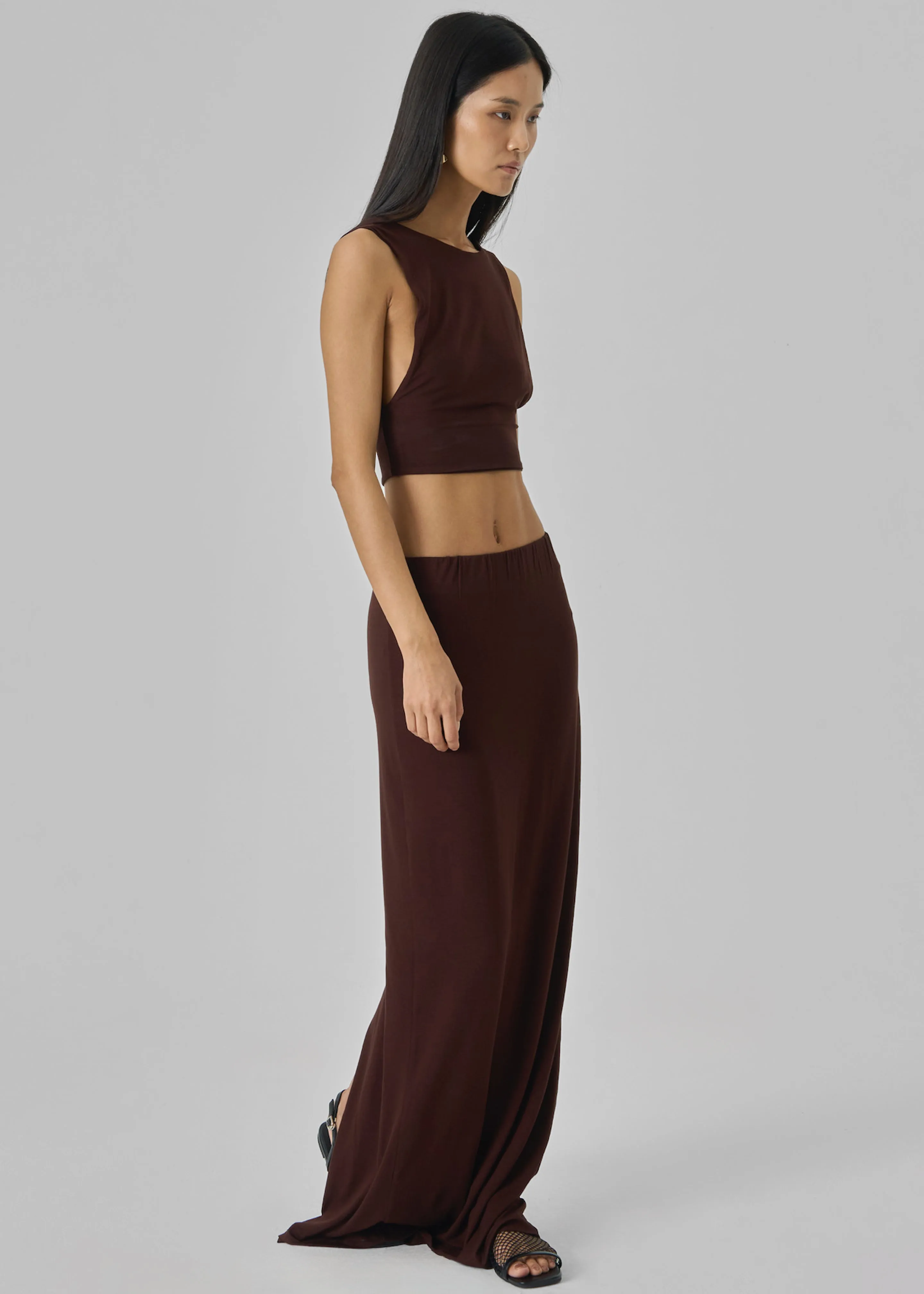 Evangeline Cropped Tank - Brown