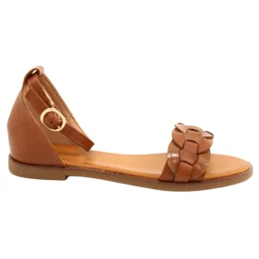 Evento Women's Sandals with a braid 22SD35-4604 Camel brown