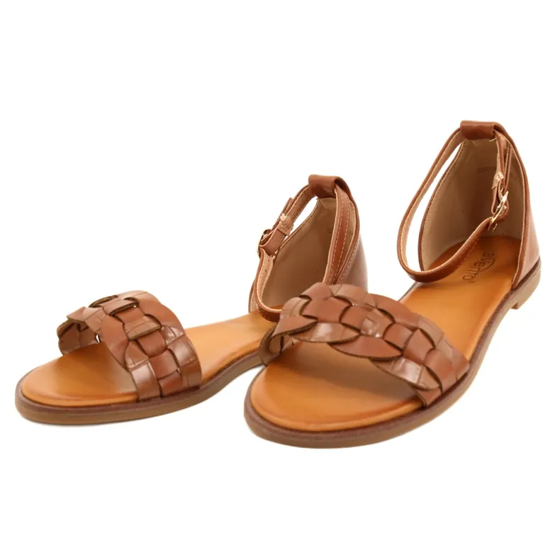 Evento Women's Sandals with a braid 22SD35-4604 Camel brown