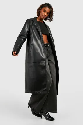 Faux Leather Longline Jacket