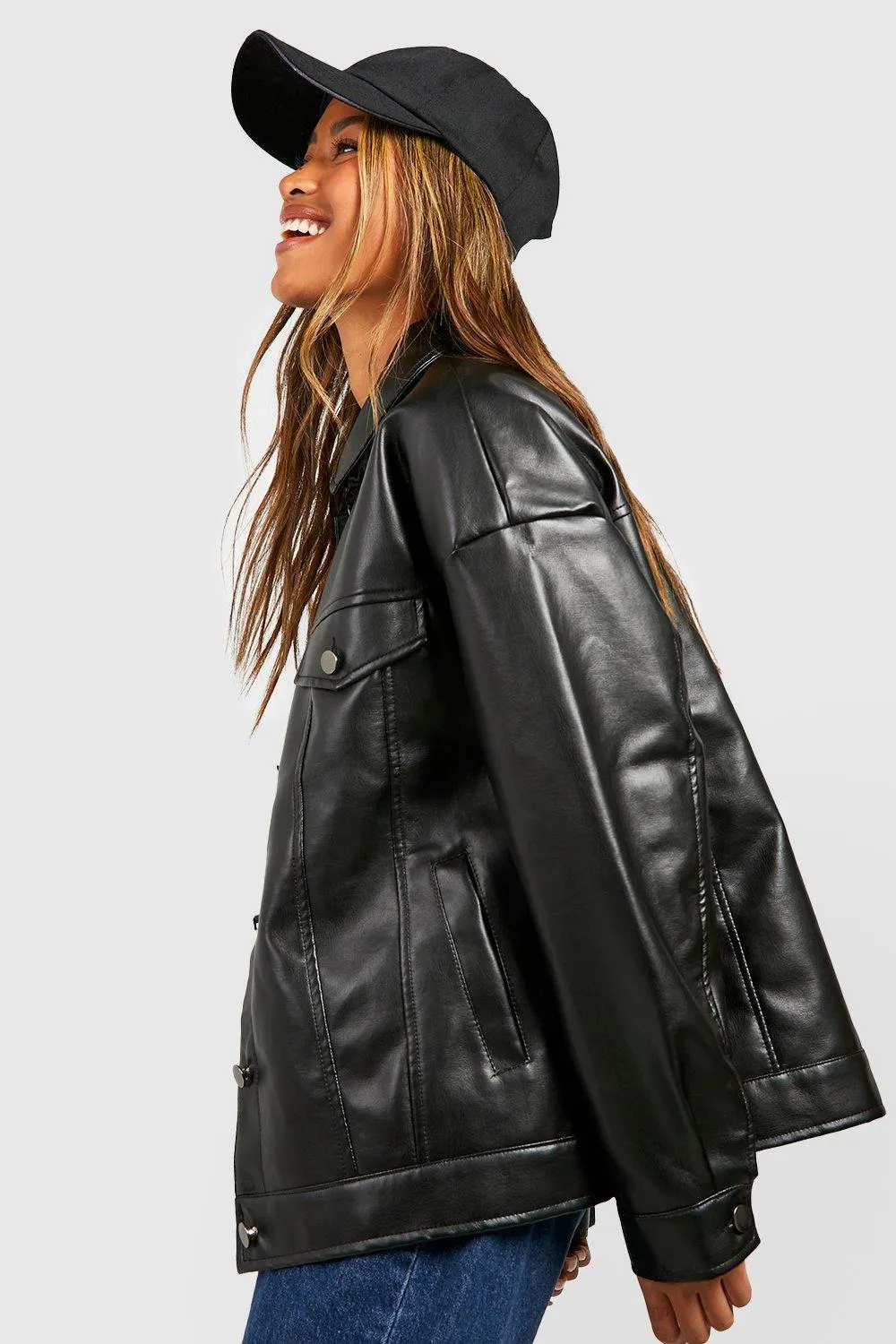 Faux Leather Trucker Jacket