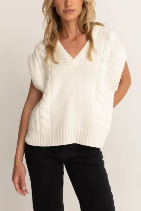 Finley Cable Knit Vest White