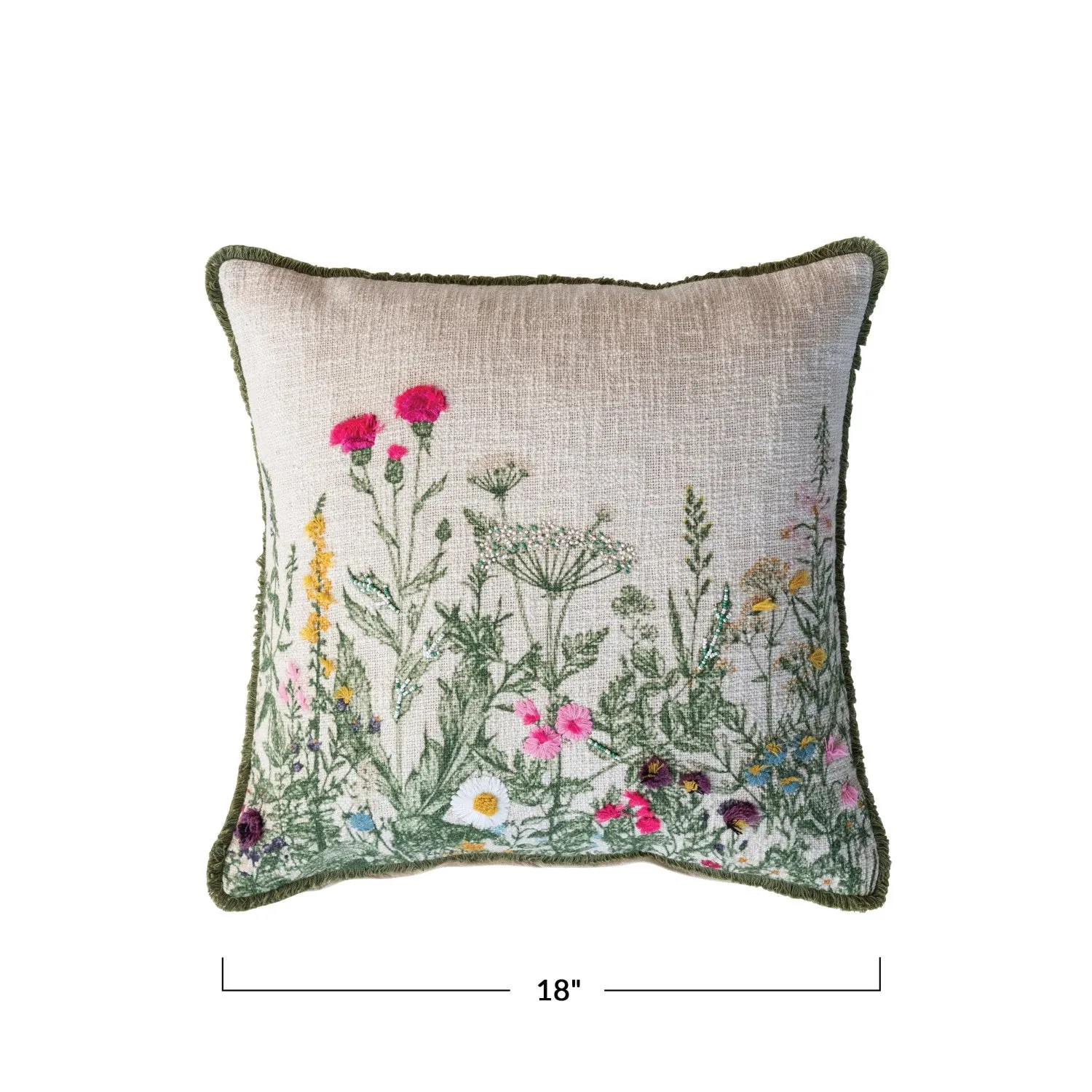 Floral Beaded 18 Pillow