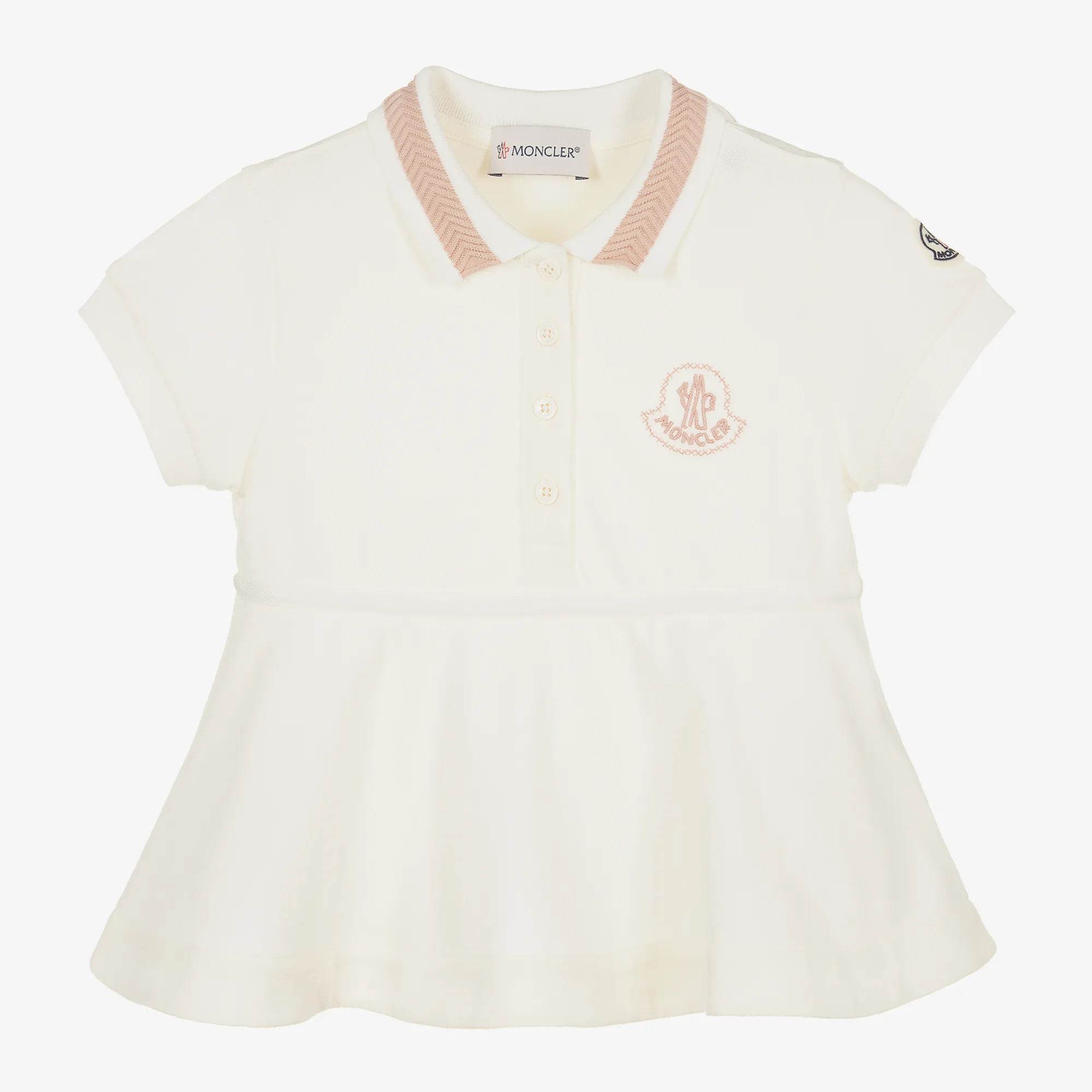 Girls Ivory Cotton Peplum Polo Shirt