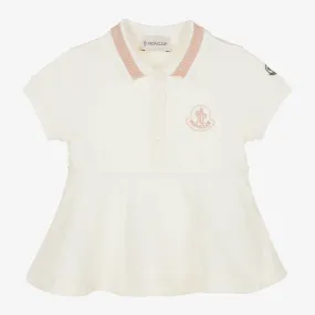 Girls Ivory Cotton Peplum Polo Shirt